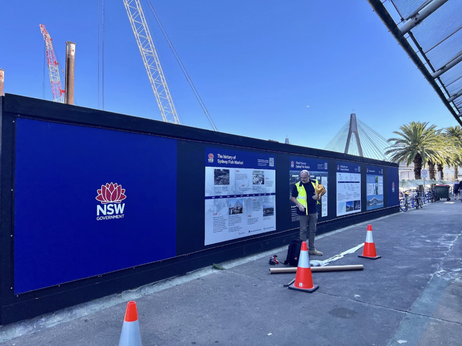 Vinyl Hoarding with Keder Edge signage installation City Of Sydney